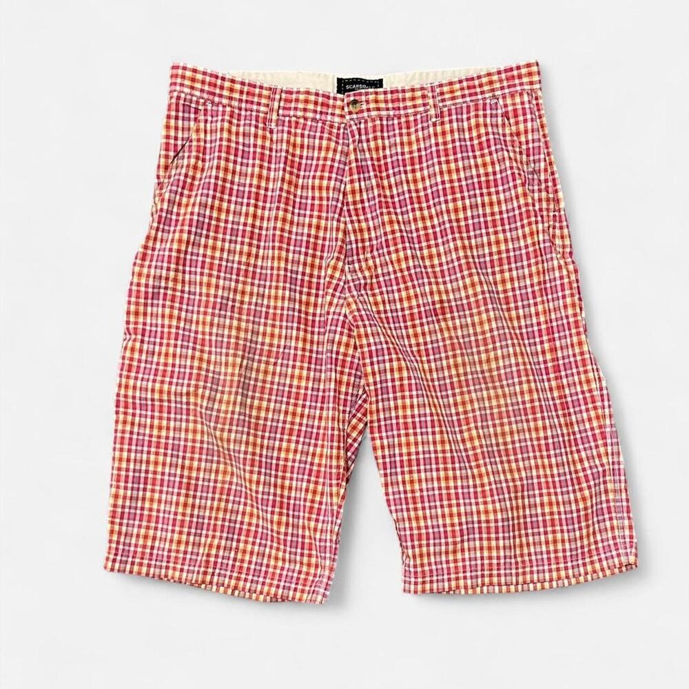 W36 Men boat shorts cargo plaid preppy coastal casual vacation summer bottoms